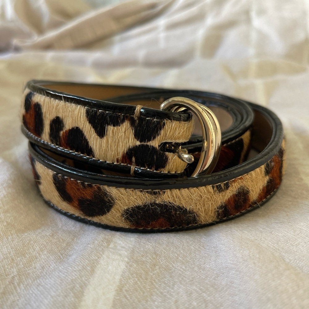 Talbots Leopard Print Belt with Black Trim
